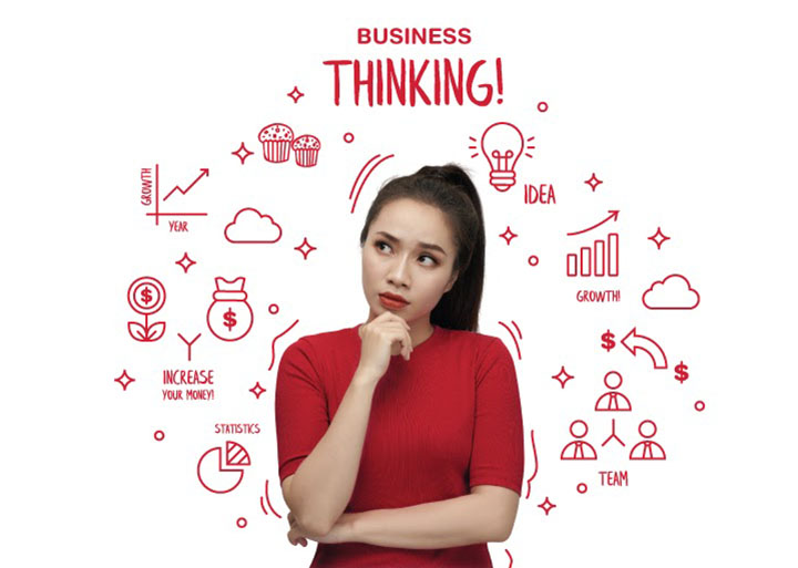 banner red girl business